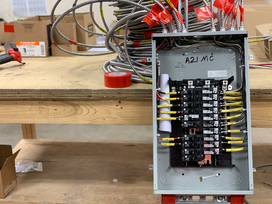 Electrical panel showing breaker slots and labels for a 200 amp service upgrade in Markham